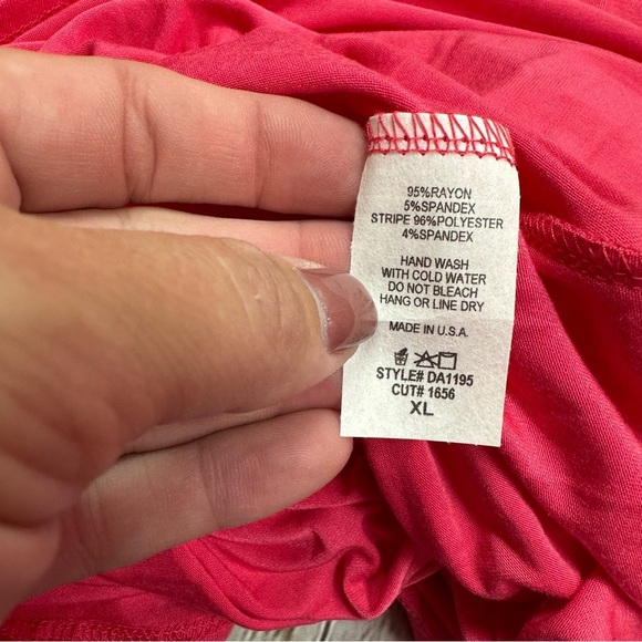 NWT bombom boutique Maxi tank dress high waisted contrast stripes hot pink - Picture 10 of 12